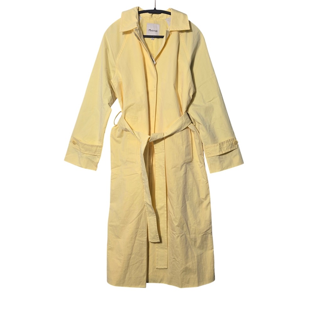 Madewell Belted Trench Coat Candlelight Yellow M Long Minimalist Preppy NWT $218